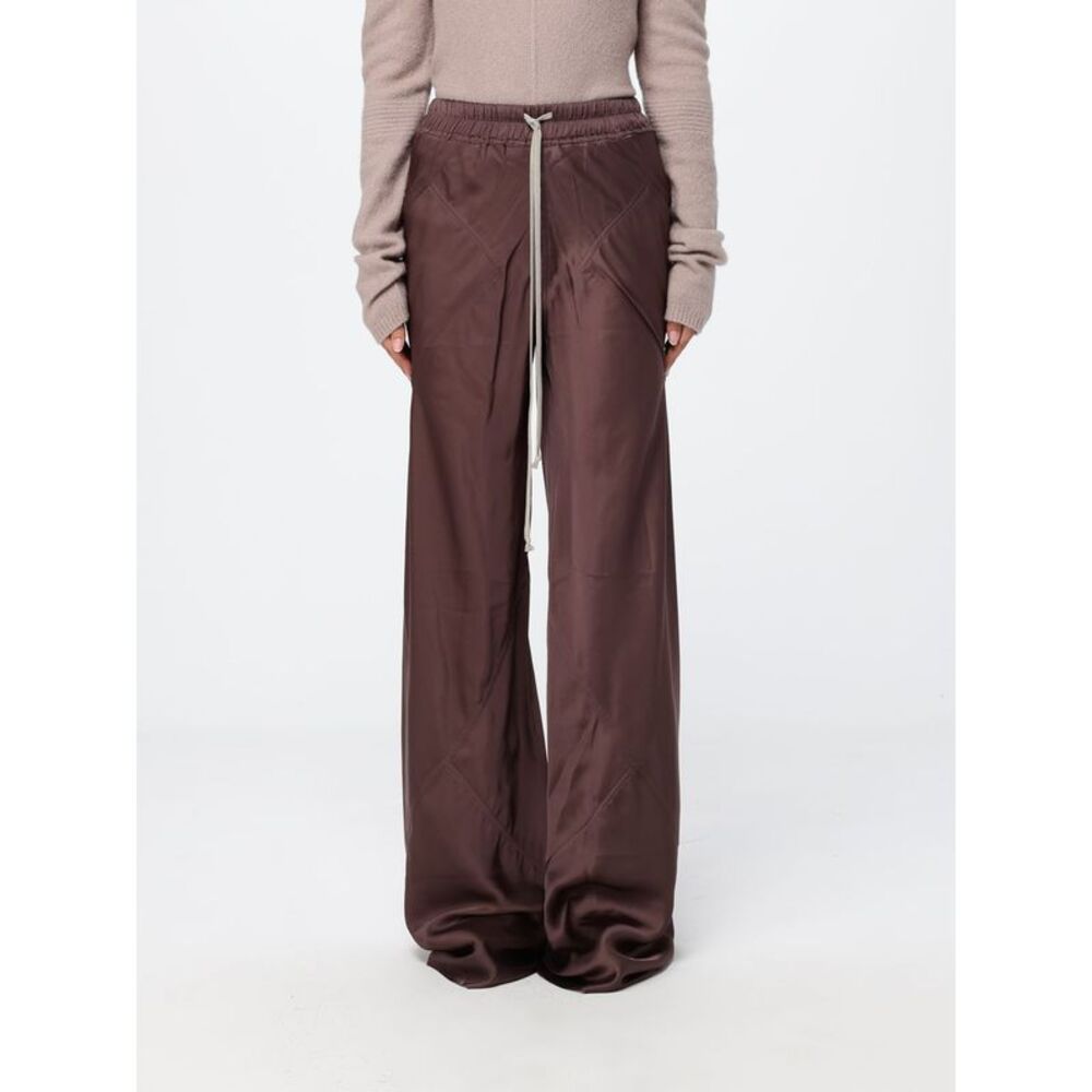 Rick Owens Women Rick Owens Flared Pure Silk Jogging Trousers With Elastic Waist